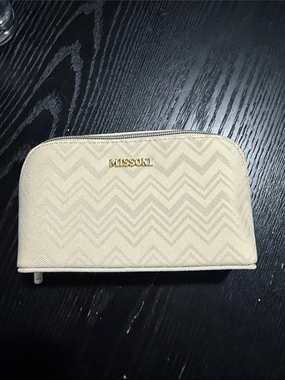 Missoni Cream Chevron Zip Cosmetic Pouch
